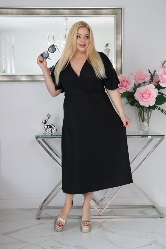 Sukienka plus size  MIDI naturalny Skład S1023 ( r. 48-54)   