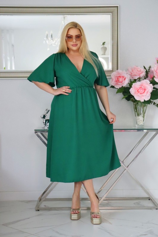 Sukienka plus size  MIDI naturalny Skład S1023 ( r. 48-54)    