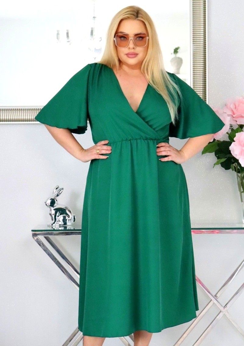 Sukienka plus size  MIDI naturalny Skład S1023 ( r. 48-54)    