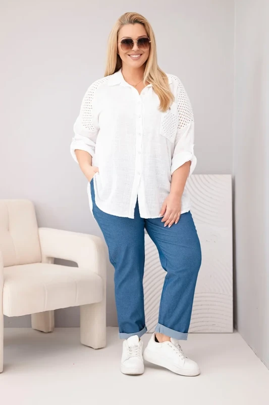 Koszula damska bawełniana Plus Size z koronkową wstawką LUCIA ( r. 46-50)