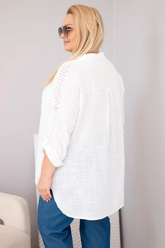Koszula damska bawełniana Plus Size z koronkową wstawką LUCIA ( r. 46-50)