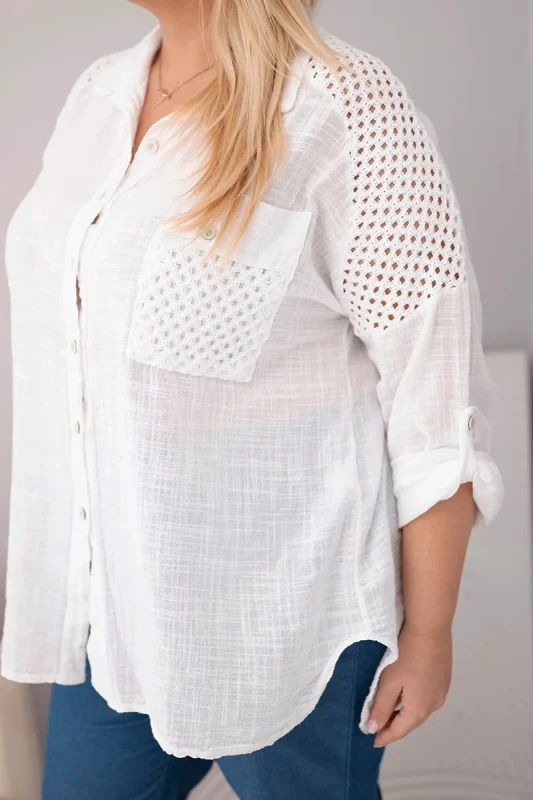 Koszula damska bawełniana Plus Size z koronkową wstawką LUCIA ( r. 46-50)
