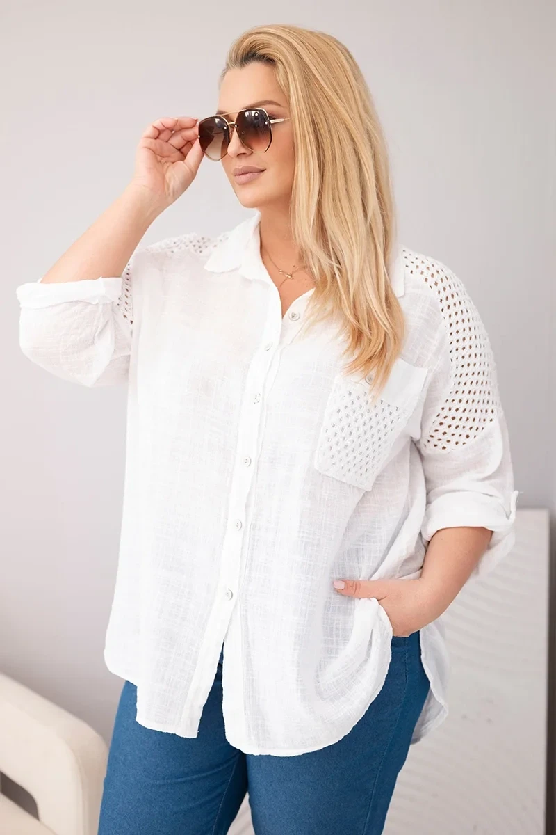 Koszula damska bawełniana Plus Size z koronkową wstawką LUCIA ( r. 46-50)