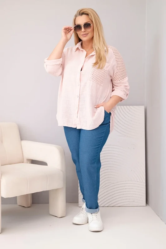 Koszula damska bawełniana Plus Size z koronkową wstawką LUCIA ( r. 46-50) 