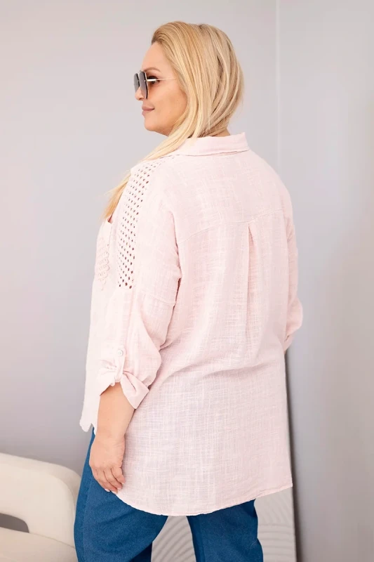 Koszula damska bawełniana Plus Size z koronkową wstawką LUCIA ( r. 46-50) 