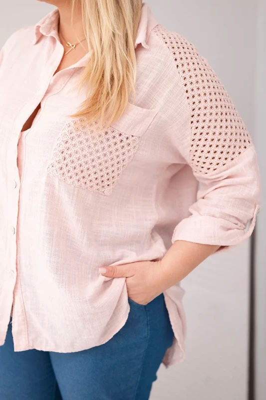 Koszula damska bawełniana Plus Size z koronkową wstawką LUCIA ( r. 46-50) 