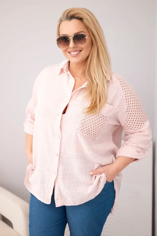 Koszula damska bawełniana Plus Size z koronkową wstawką LUCIA ( r. 46-50) 