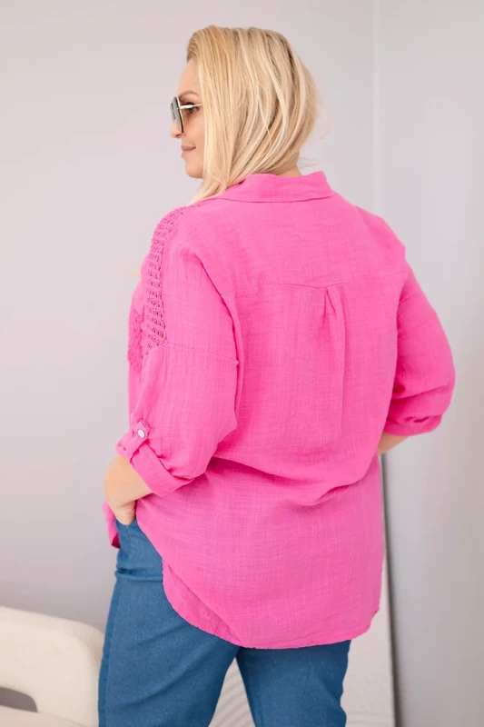 Koszula damska bawełniana Plus Size z koronkową wstawką LUCIA ( r. 46-50)  