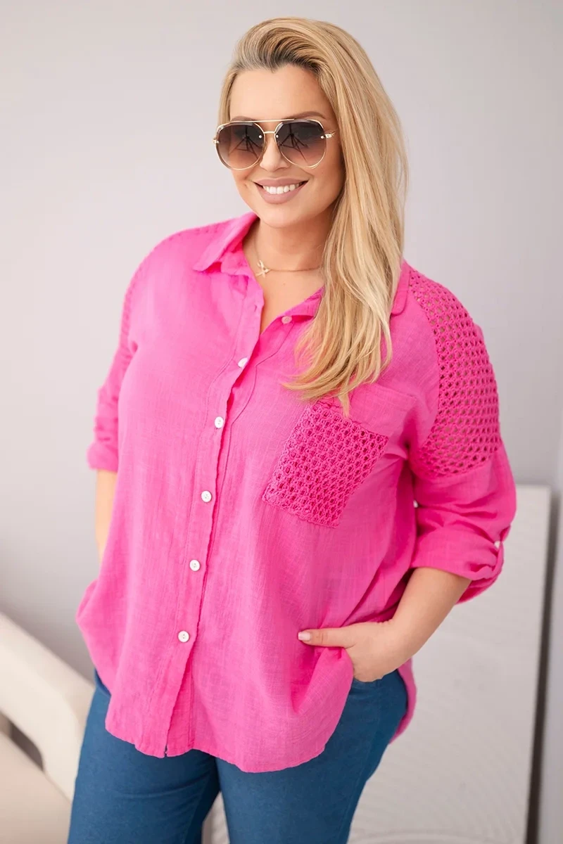 Koszula damska bawełniana Plus Size z koronkową wstawką LUCIA ( r. 46-50)  