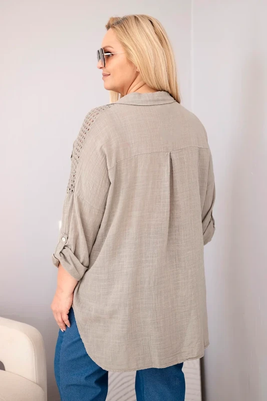 Koszula damska bawełniana Plus Size z koronkową wstawką LUCIA ( r. 46-50)   