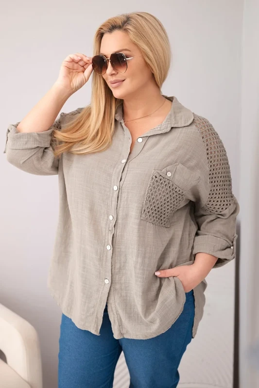 Koszula damska bawełniana Plus Size z koronkową wstawką LUCIA ( r. 46-50)   