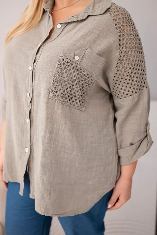Koszula damska bawełniana Plus Size z koronkową wstawką LUCIA ( r. 46-50)   