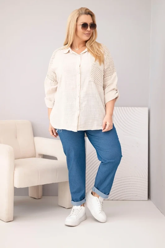 Koszula damska bawełniana Plus Size z koronkową wstawką LUCIA ( r. 46-50)    