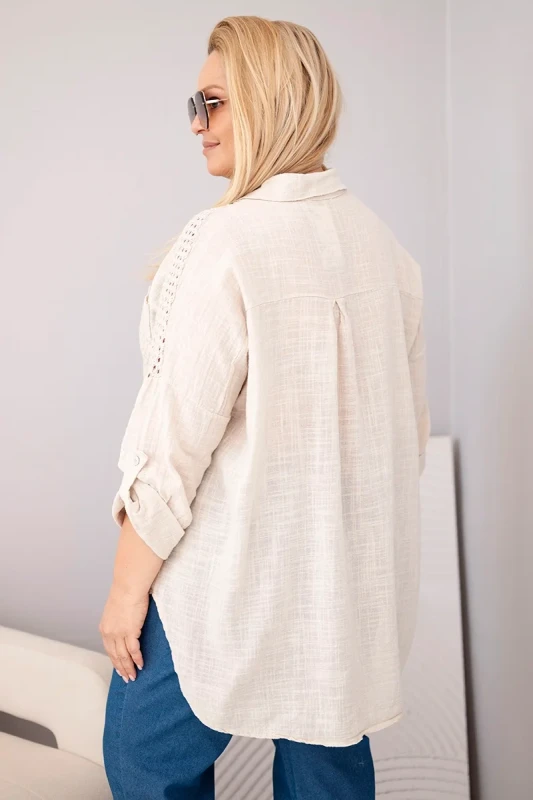 Koszula damska bawełniana Plus Size z koronkową wstawką LUCIA ( r. 46-50)    