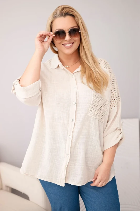 Koszula damska bawełniana Plus Size z koronkową wstawką LUCIA ( r. 46-50)    