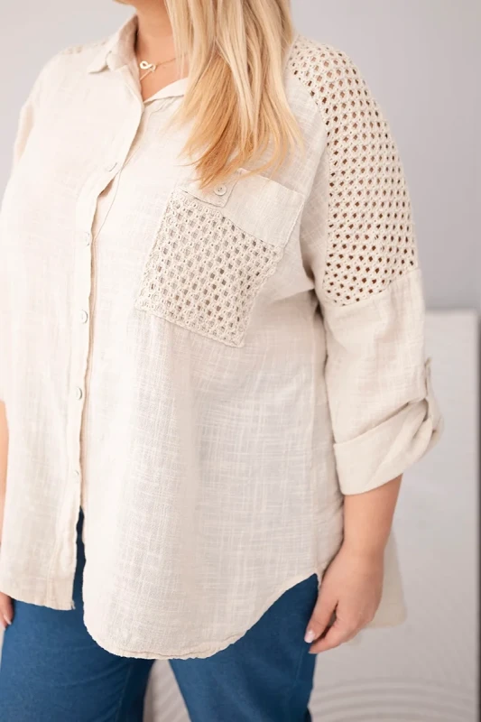 Koszula damska bawełniana Plus Size z koronkową wstawką LUCIA ( r. 46-50)    