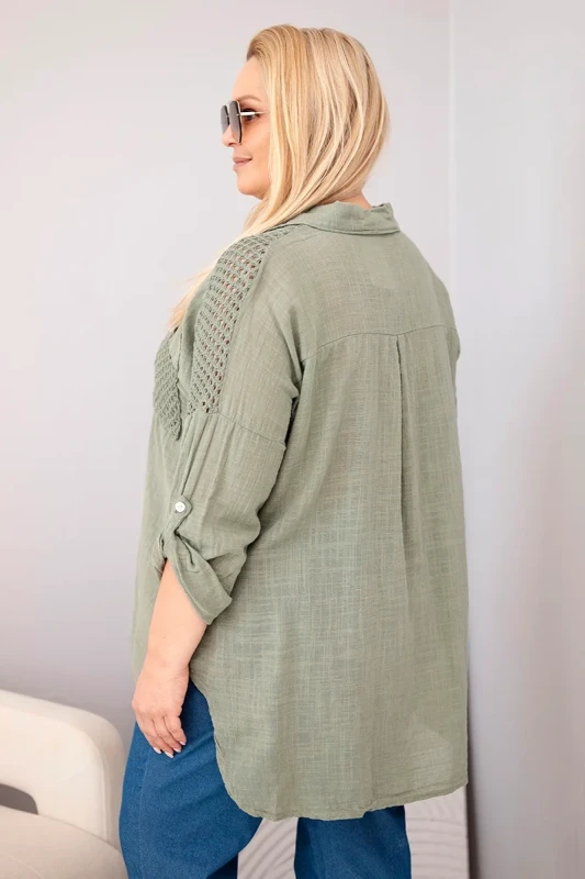 Koszula damska bawełniana Plus Size z koronkową wstawką LUCIA ( r. 46-50)    