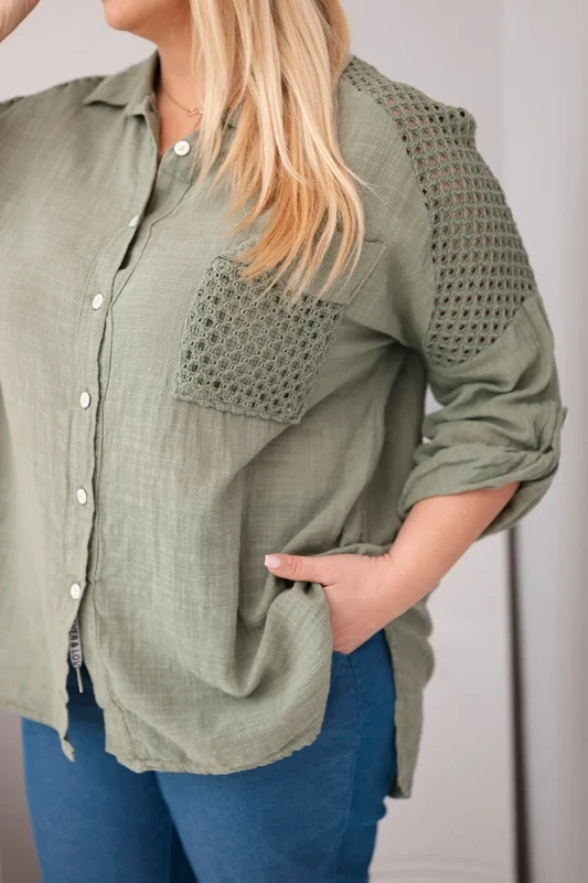 Koszula damska bawełniana Plus Size z koronkową wstawką LUCIA ( r. 46-50)    