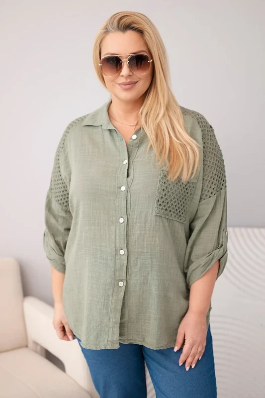 Koszula damska bawełniana Plus Size z koronkową wstawką LUCIA ( r. 46-50)    