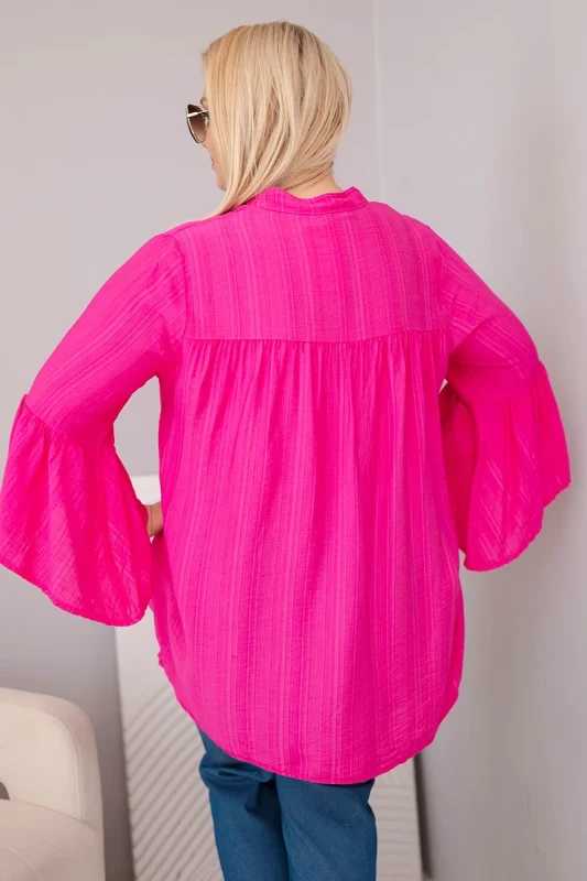 Bluzka damska wiskozowa Plus Size z falbaniastym rękawem VALERIA (r.46-48)