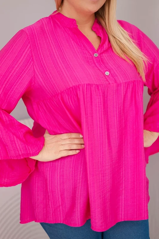 Bluzka damska wiskozowa Plus Size z falbaniastym rękawem VALERIA (r.46-48)