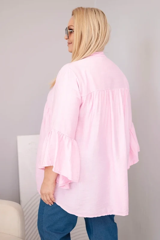 Bluzka damska wiskozowa Plus Size z falbaniastym rękawem VALERIA (r.46-48) 