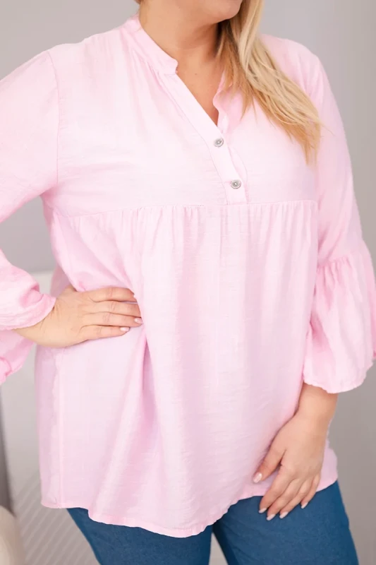 Bluzka damska wiskozowa Plus Size z falbaniastym rękawem VALERIA (r.46-48) 