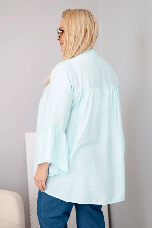 Bluzka damska wiskozowa Plus Size z falbaniastym rękawem VALERIA (r.46-48)  