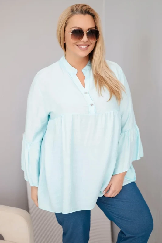 Bluzka damska wiskozowa Plus Size z falbaniastym rękawem VALERIA (r.46-48)  