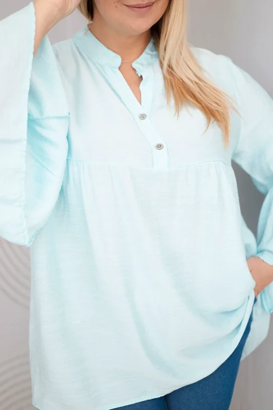 Bluzka damska wiskozowa Plus Size z falbaniastym rękawem VALERIA (r.46-48)  