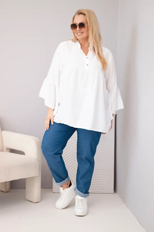 Bluzka damska wiskozowa Plus Size z falbaniastym rękawem VALERIA (r.46-48)   