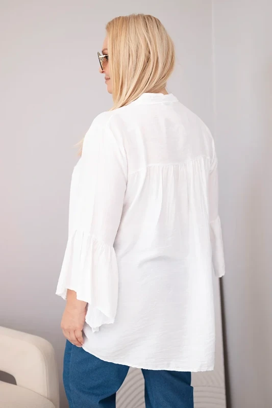 Bluzka damska wiskozowa Plus Size z falbaniastym rękawem VALERIA (r.46-48)   