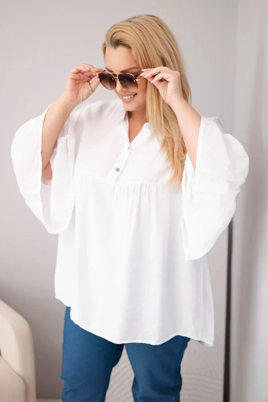 Bluzka damska wiskozowa Plus Size z falbaniastym rękawem VALERIA (r.46-48)   