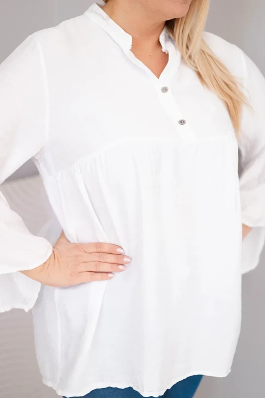 Bluzka damska wiskozowa Plus Size z falbaniastym rękawem VALERIA (r.46-48)   