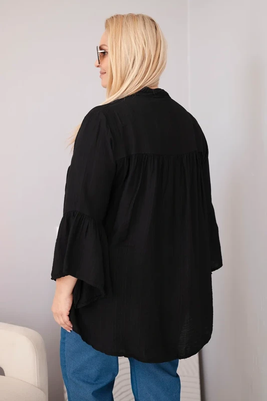 Bluzka damska wiskozowa Plus Size z falbaniastym rękawem VALERIA (r.46-48)    