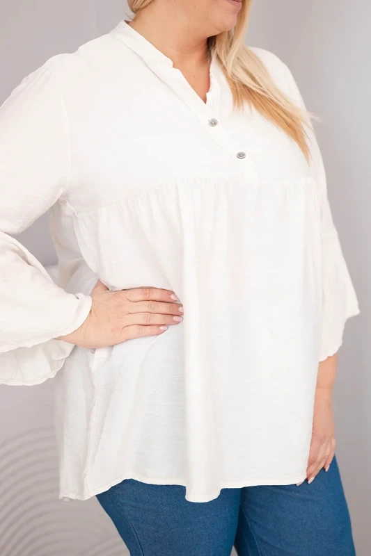 Bluzka damska wiskozowa Plus Size z falbaniastym rękawem VALERIA (r.46-48)      