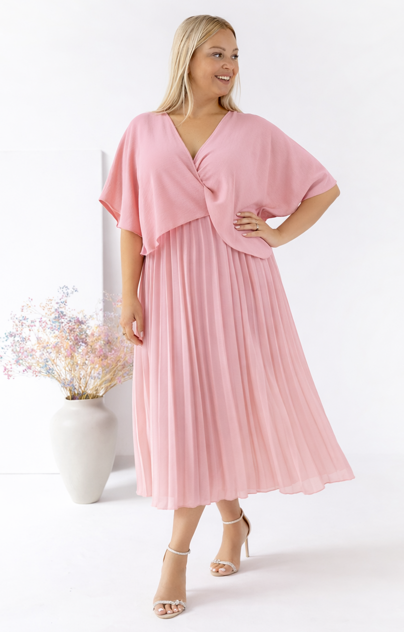 Sukienka plisowana plus size z kopertowym dekoltem ( r. 48-52) 