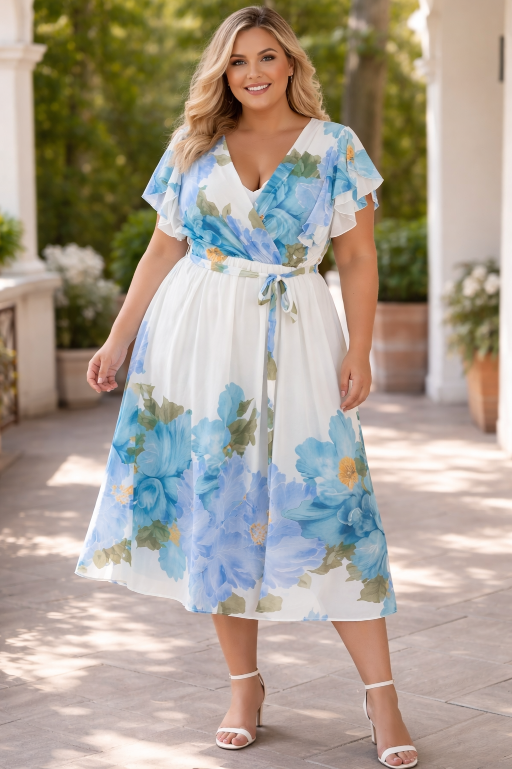 Sukienka szyfonowa plus size w kwiaty ( r. 46-52) KOLEKCJA LIMITOWANA