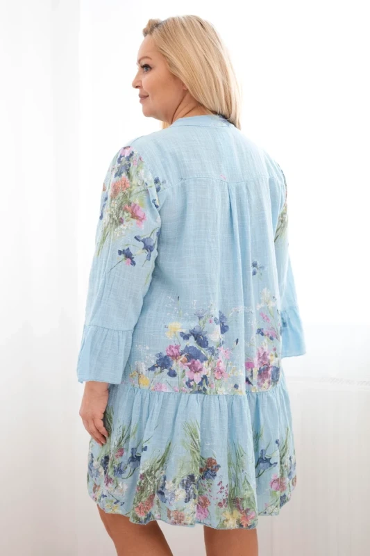 Sukienka damska bawełniana oversize z falbaną i guzikami Plus Size  FLOWER (r.46-48)   