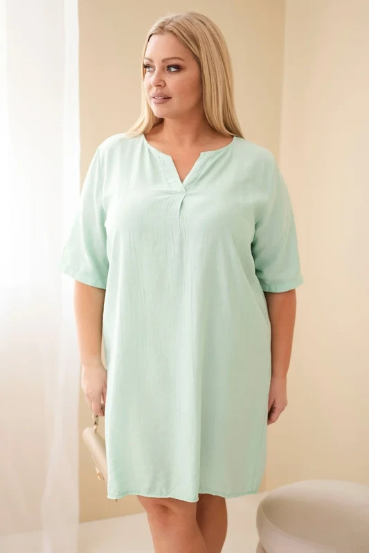 Sukienka damska wiskozowa oversize z dekoltem V Plus Size (r.46-48)