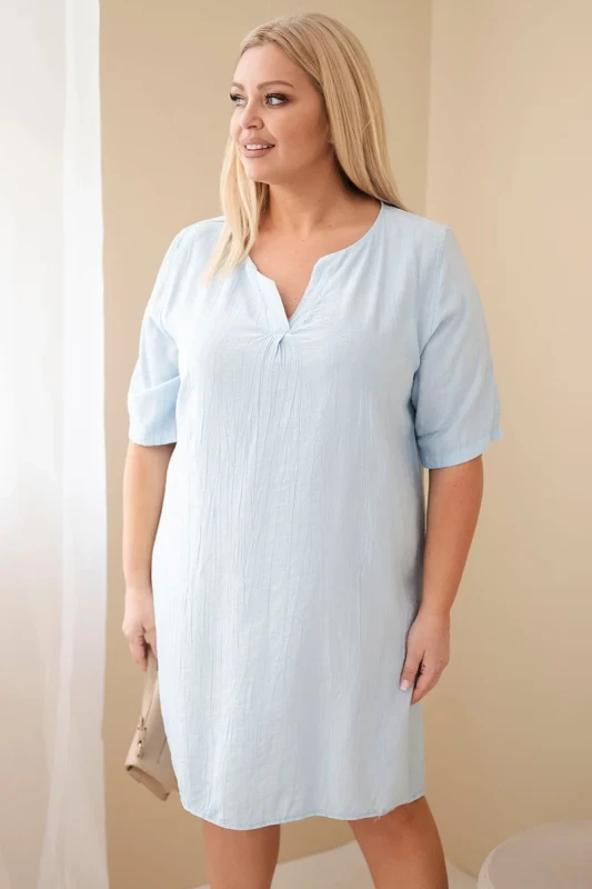 Sukienka damska wiskozowa oversize z dekoltem V Plus Size (r.46-48)  