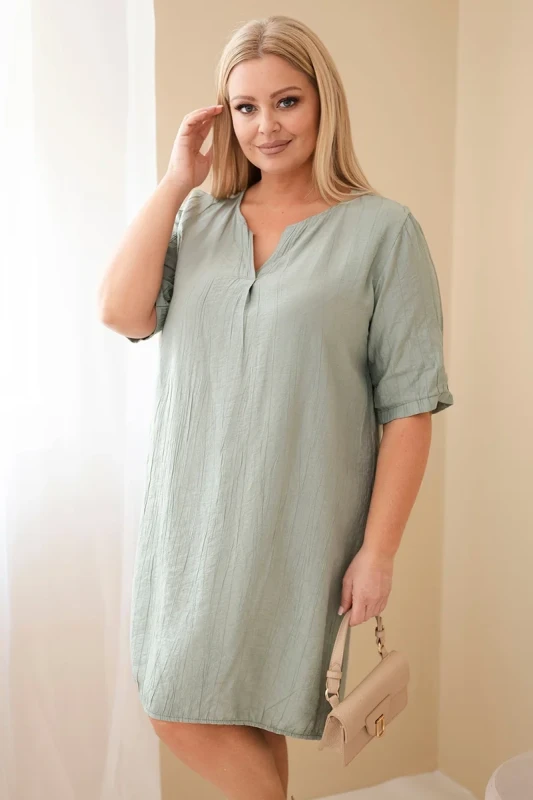 Sukienka damska wiskozowa oversize z dekoltem V Plus Size (r.46-48)    