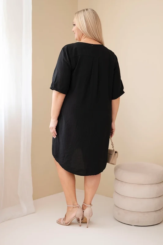 Sukienka damska wiskozowa oversize z dekoltem V Plus Size (r.46-48)     