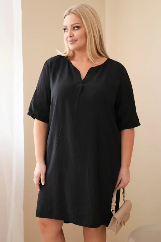 Sukienka damska wiskozowa oversize z dekoltem V Plus Size (r.46-48)     