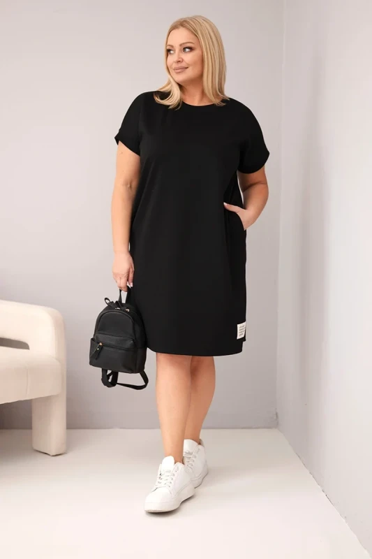 Sukienka damska oversize basic z kieszeniami Plus Size (r.46-48)     