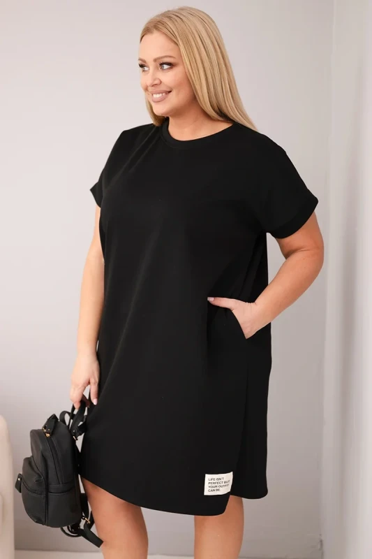 Sukienka damska oversize basic z kieszeniami Plus Size (r.46-48)     