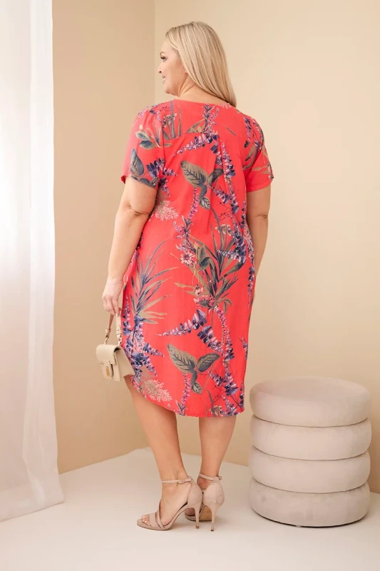 Sukienka damska wiskozowa oversize z guzikami Plus Size TROPIC (r.46-48)   