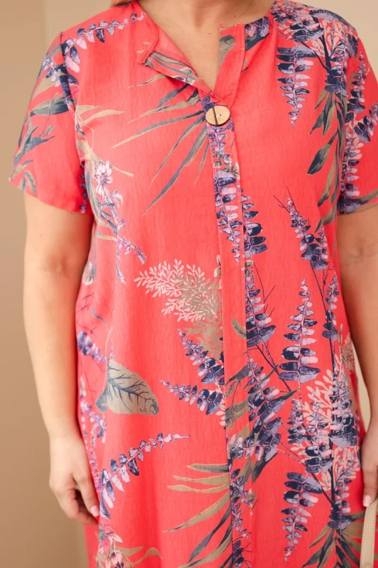 Sukienka damska wiskozowa oversize z guzikami Plus Size TROPIC (r.46-48)   