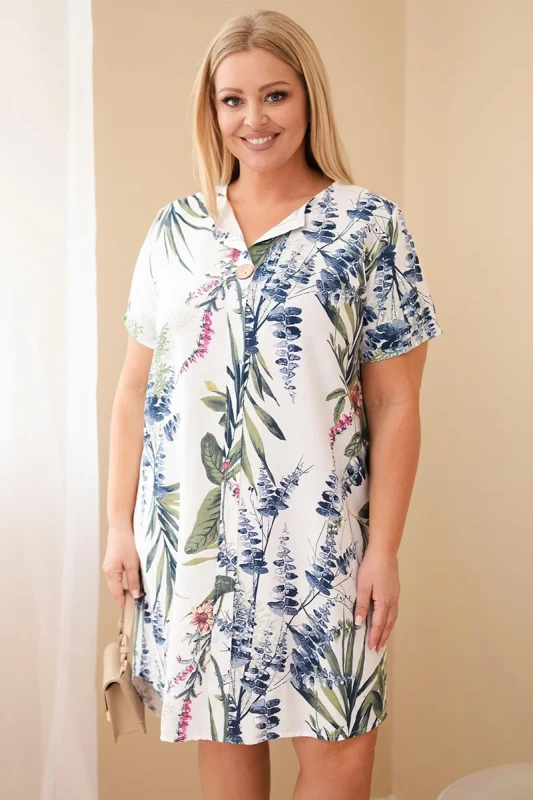 Sukienka damska wiskozowa oversize z guzikami Plus Size TROPIC (r.46-48)   