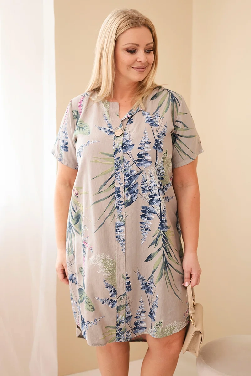Sukienka damska wiskozowa oversize z guzikami Plus Size TROPIC (r.46-48)    